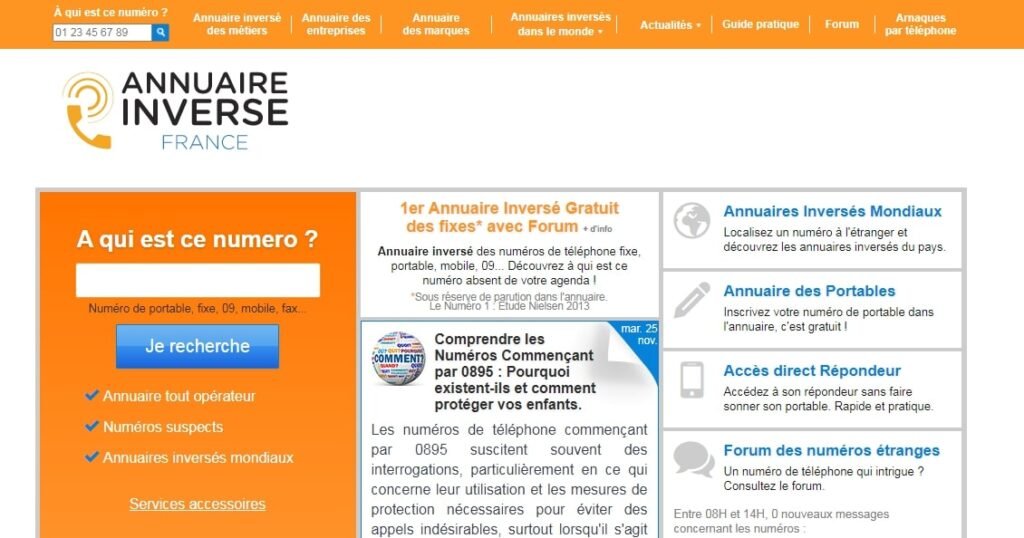 Annuaire inversé France